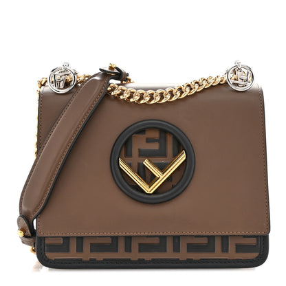 Fendi Vitello Century F is Fendi Bi-Color FF 1974 Embossed Small Kan I Shoulder Bag Maya Black 1 of 12