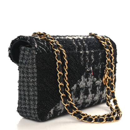 Chanel Tweed Patchwork Mini Rectangular Flap Black Grey White 2 of 8