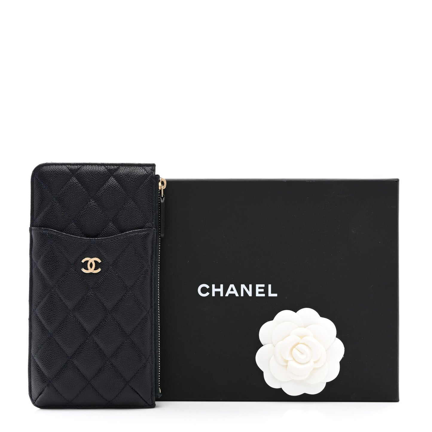 Caviar Quilted Classic iPhone Pouch Navy