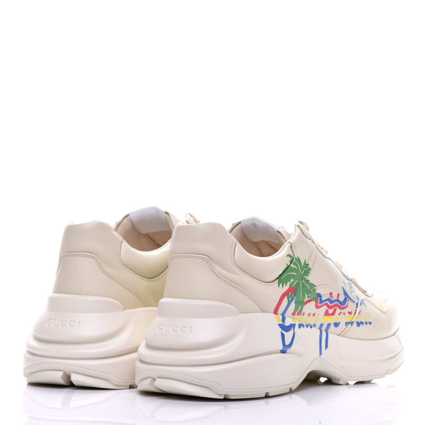 Calfskin Hawaii Printed Mens Rhyton Sneakers 8.5 White
