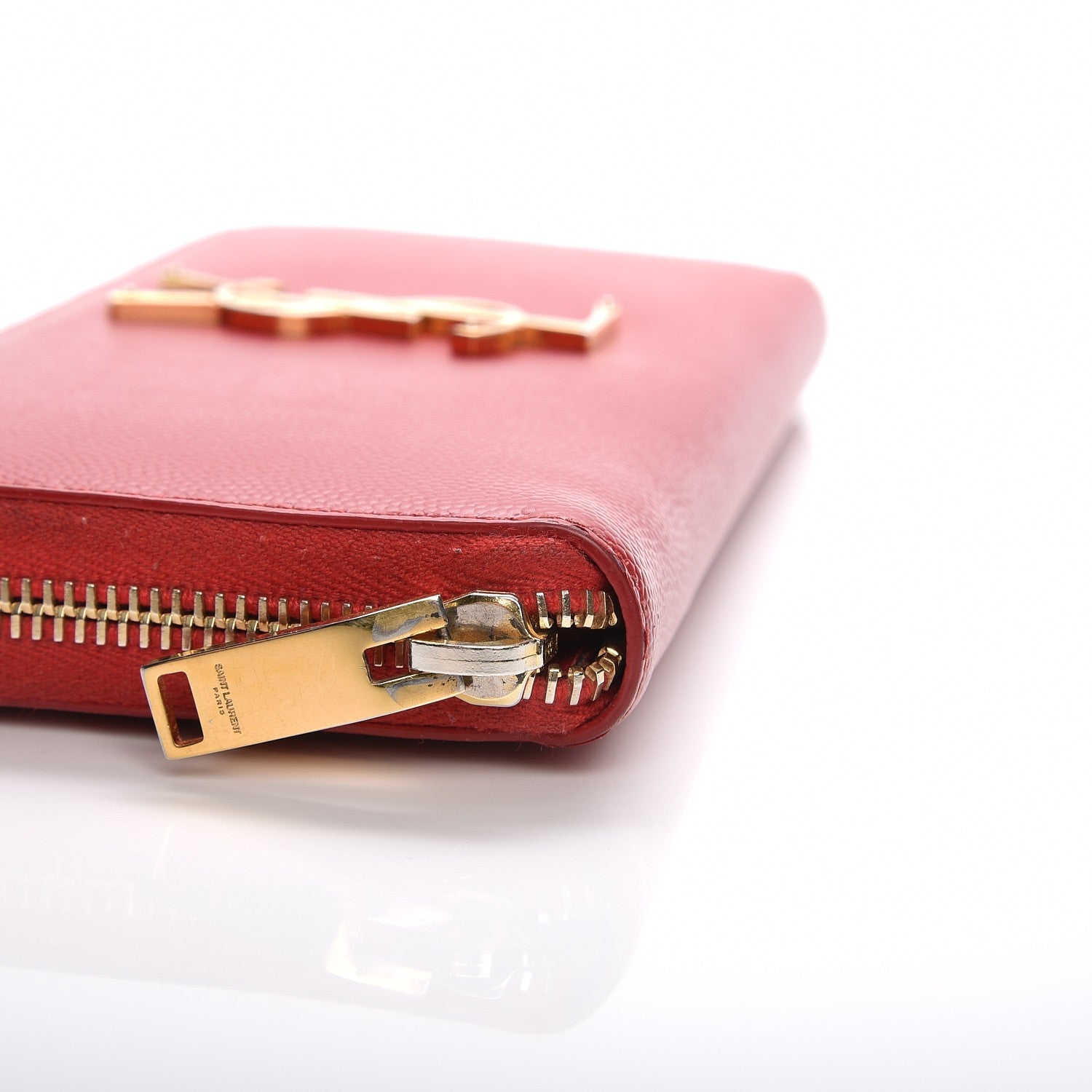 Saint Laurent Grain De Poudre Monogram Zip Around Wallet Red 5 of 8
