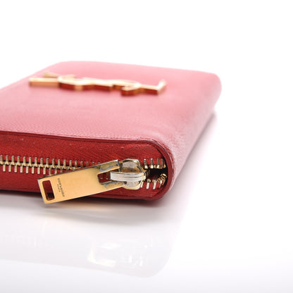Saint Laurent Grain De Poudre Monogram Zip Around Wallet Red 5 of 8