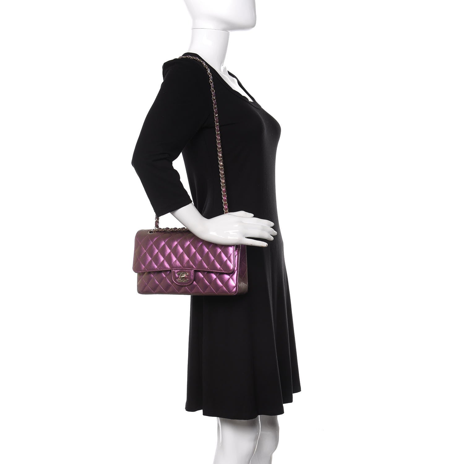 Chanel Iridescent Lambskin Quilted Medium Double Flap Purple 2 of 11