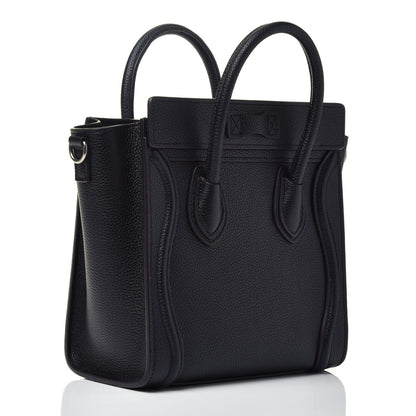 Celine Drummed Calfskin Nano Luggage Black 3 of 9
