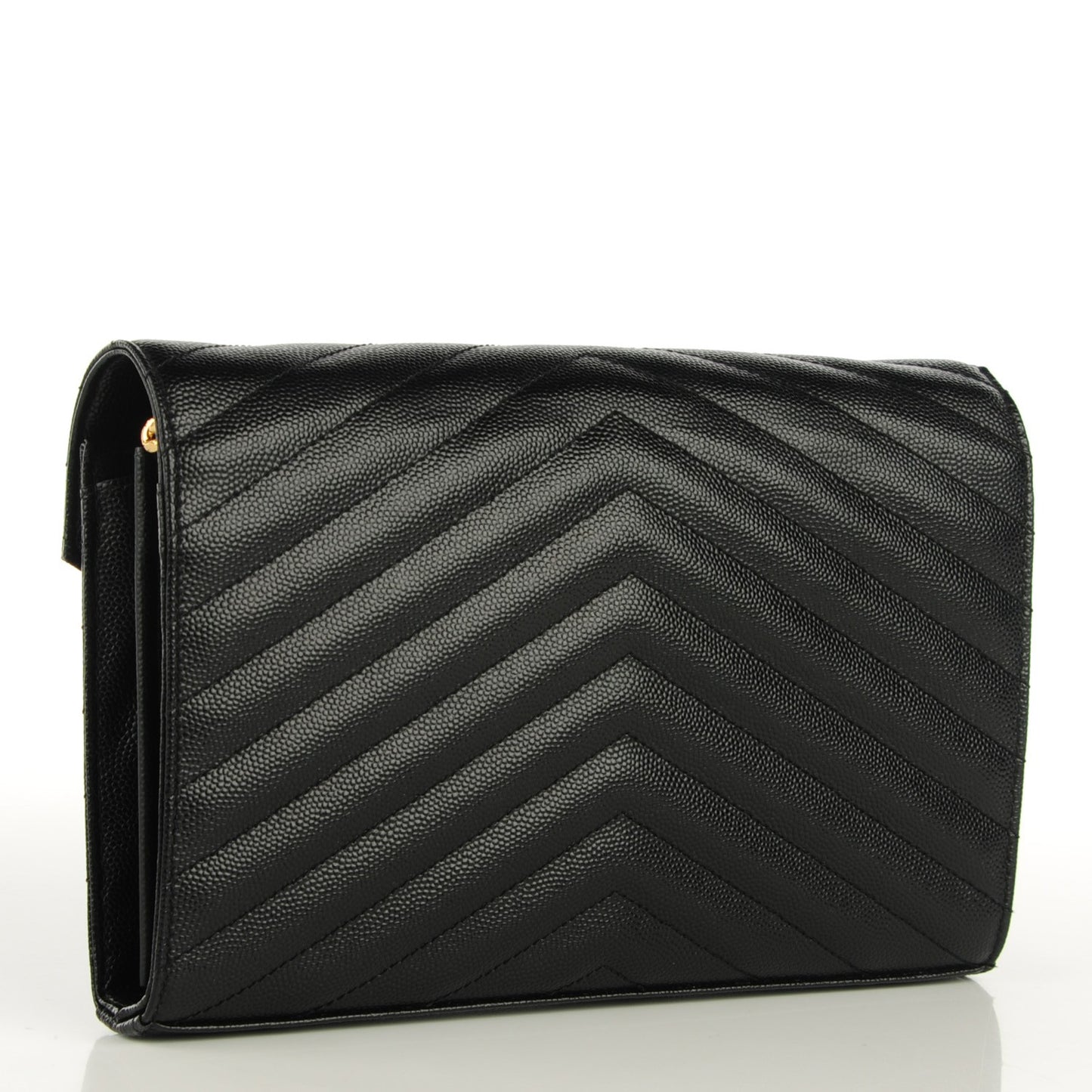 Grain De Poudre Matelasse Chevron Medium Monogram Chain Wallet Black