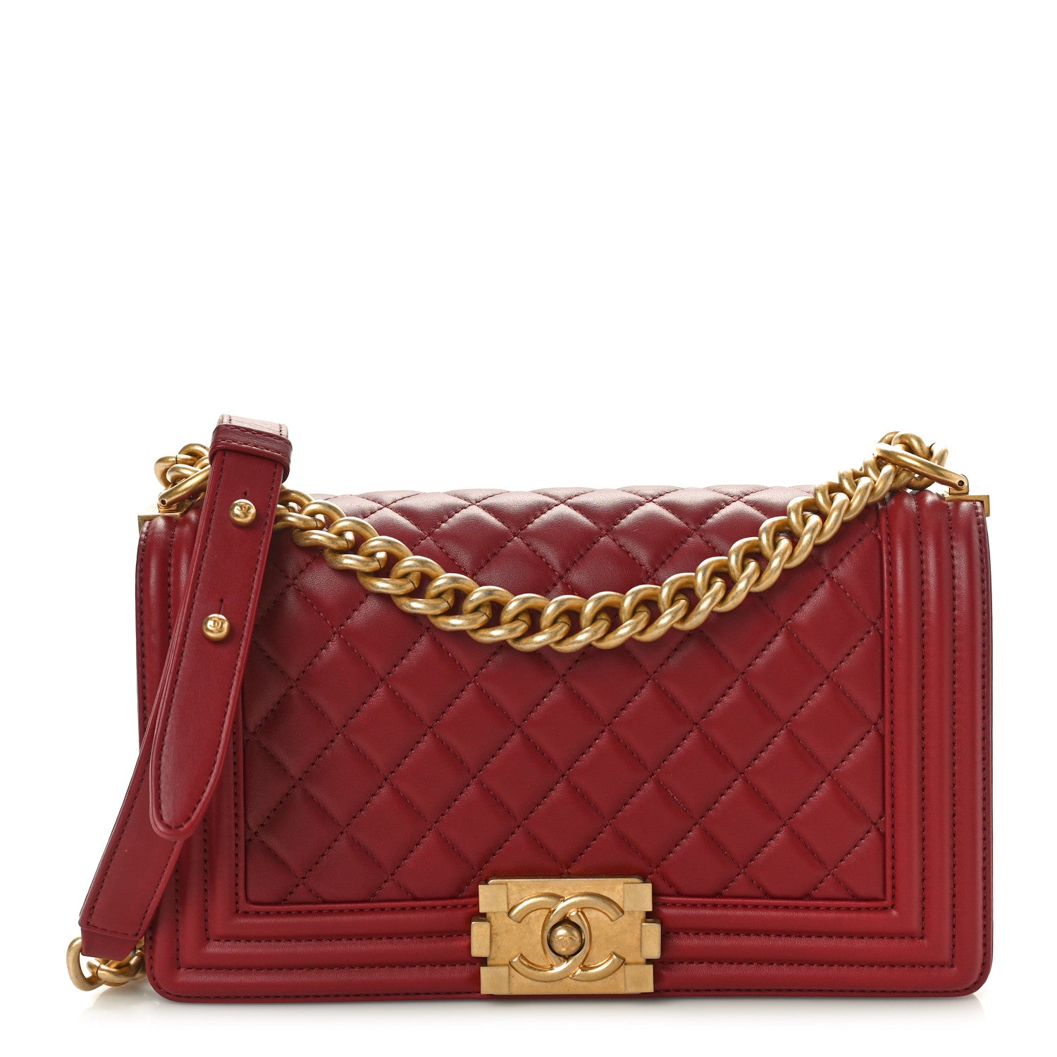 Chanel Lambskin Quilted Medium Boy Flap Dark Red 1 of 10