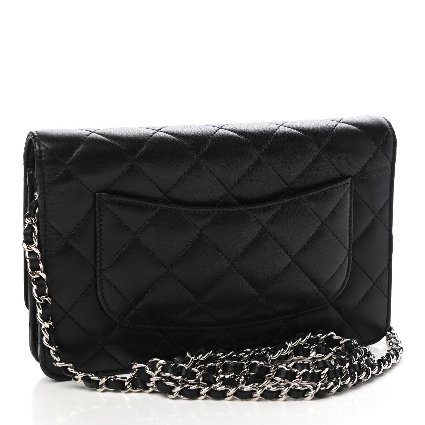 Lambskin Quilted Wallet On Chain WOC Black