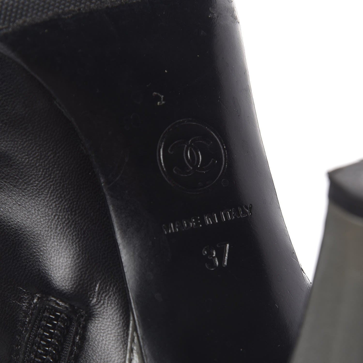 Chanel Perforated Lambskin CC Ankle Boots 37 Grey Black 10 of 15