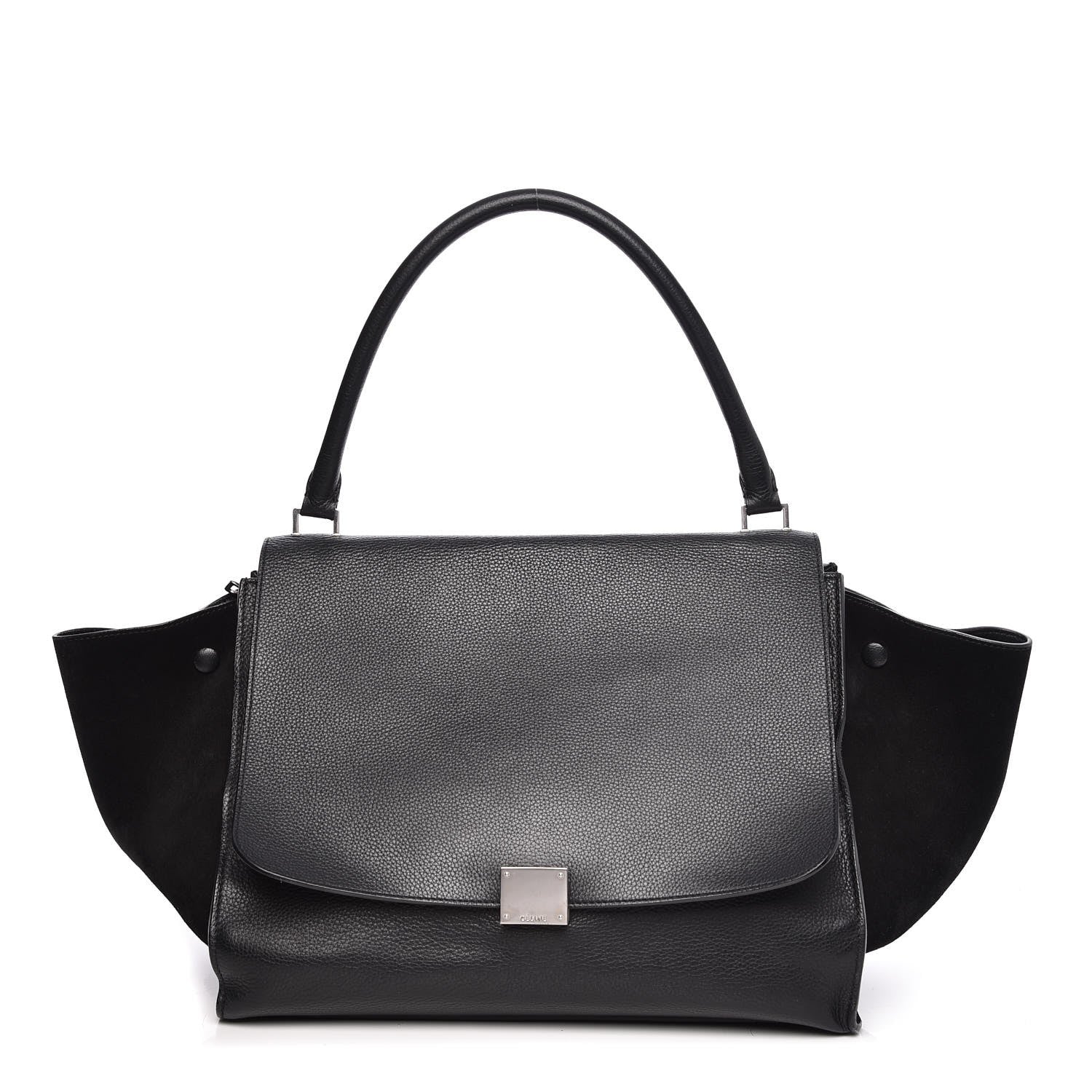 Celine Drummed Calfskin Suede Large Trapeze Black 1 of 14