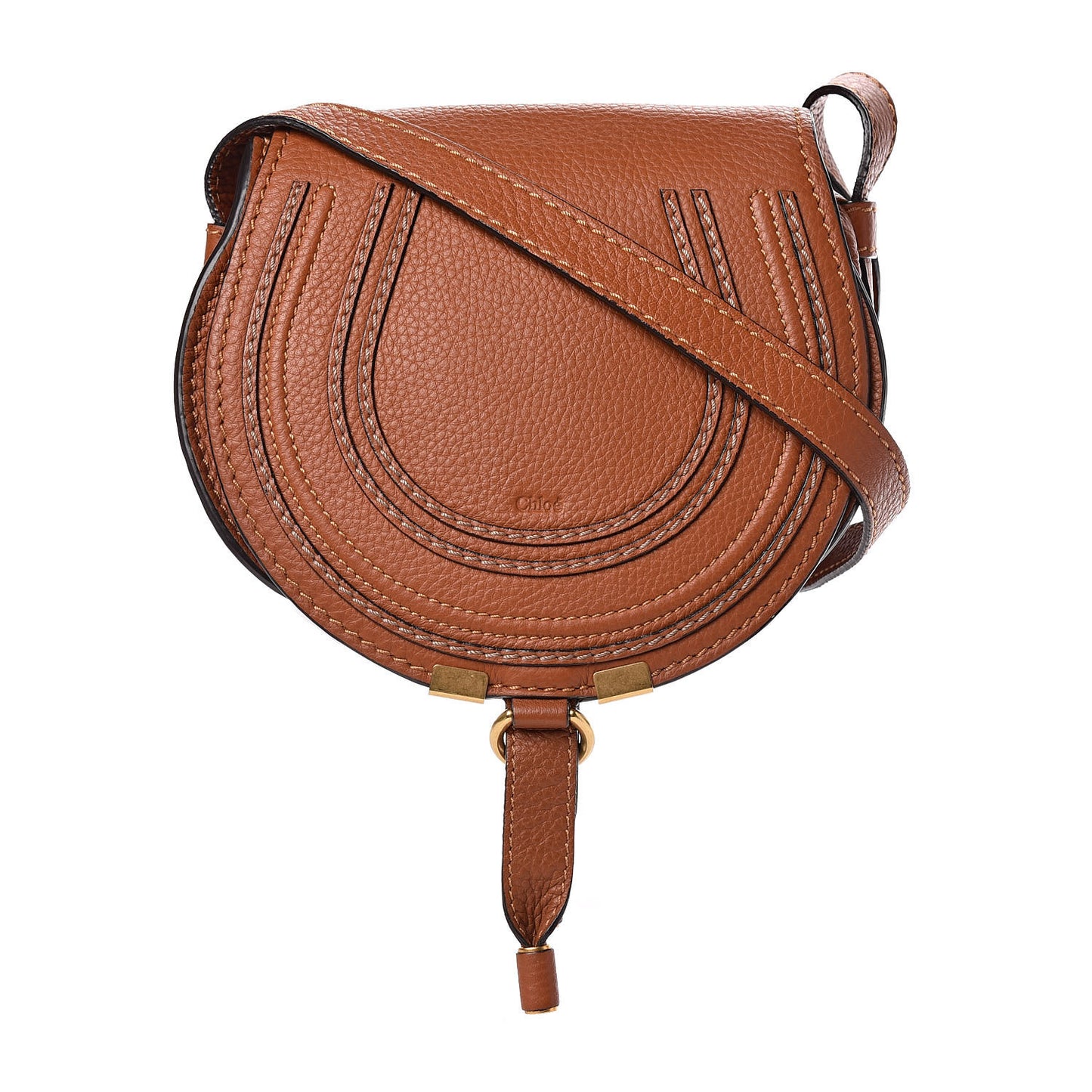 Calfskin Mini Marcie Round Crossbody Bag Tan
