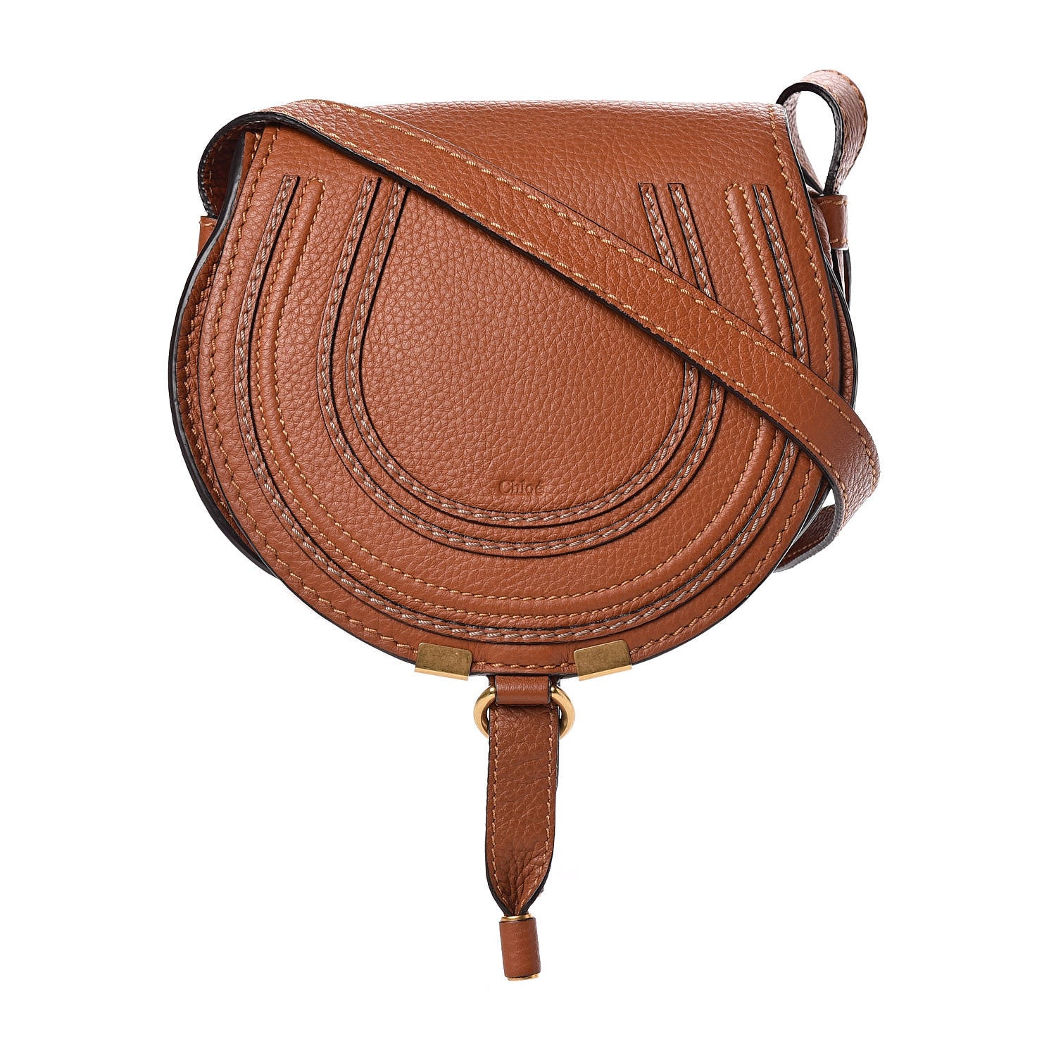 Chloe Calfskin Mini Marcie Round Crossbody Bag Tan 1 of 13