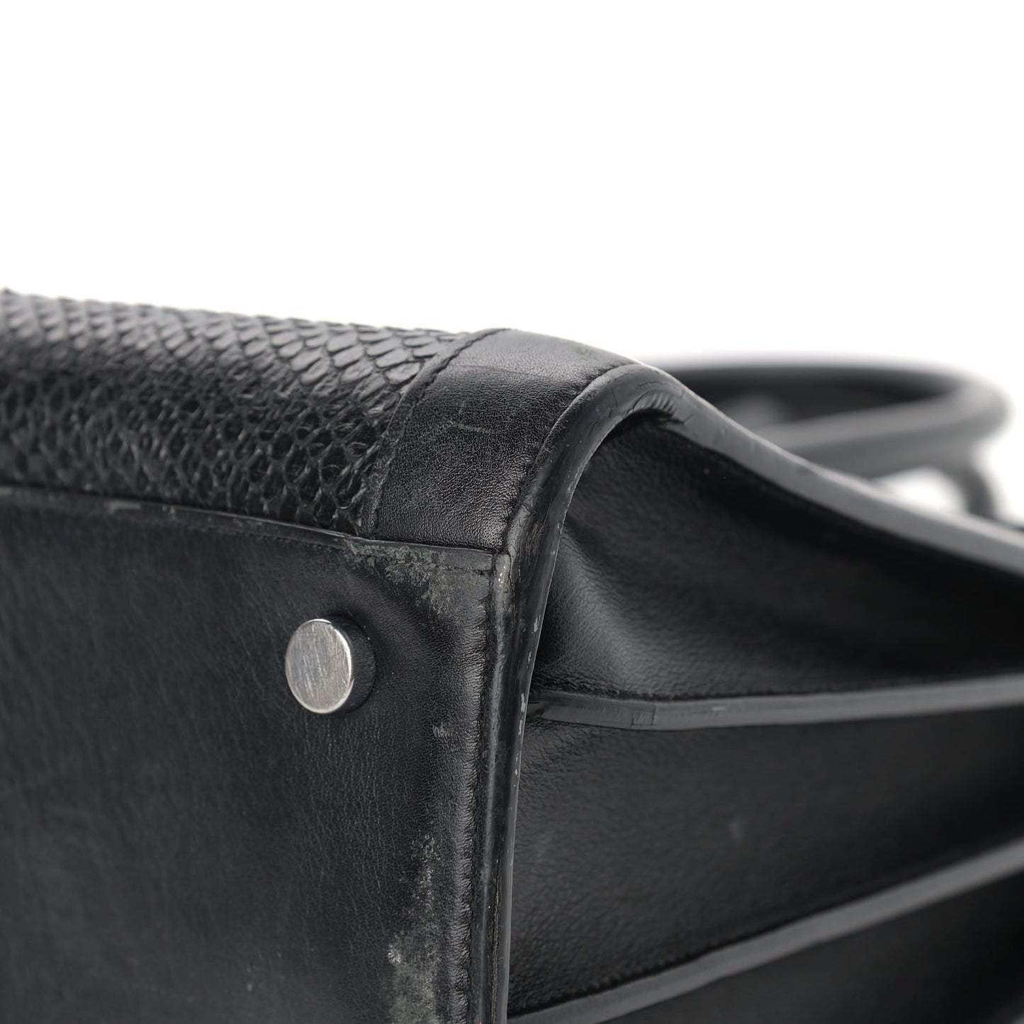 Python Calfskin Embossed Small Sac de Jour Black