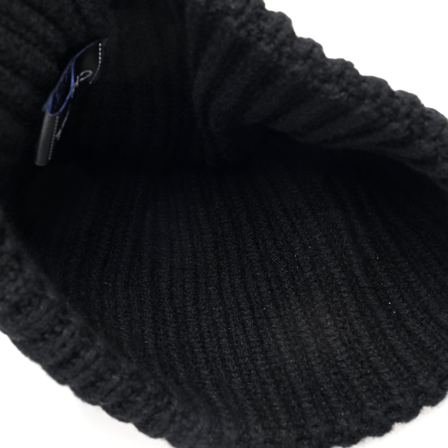 Cashmere Beaded Sequin Logo Beanie Hat Black