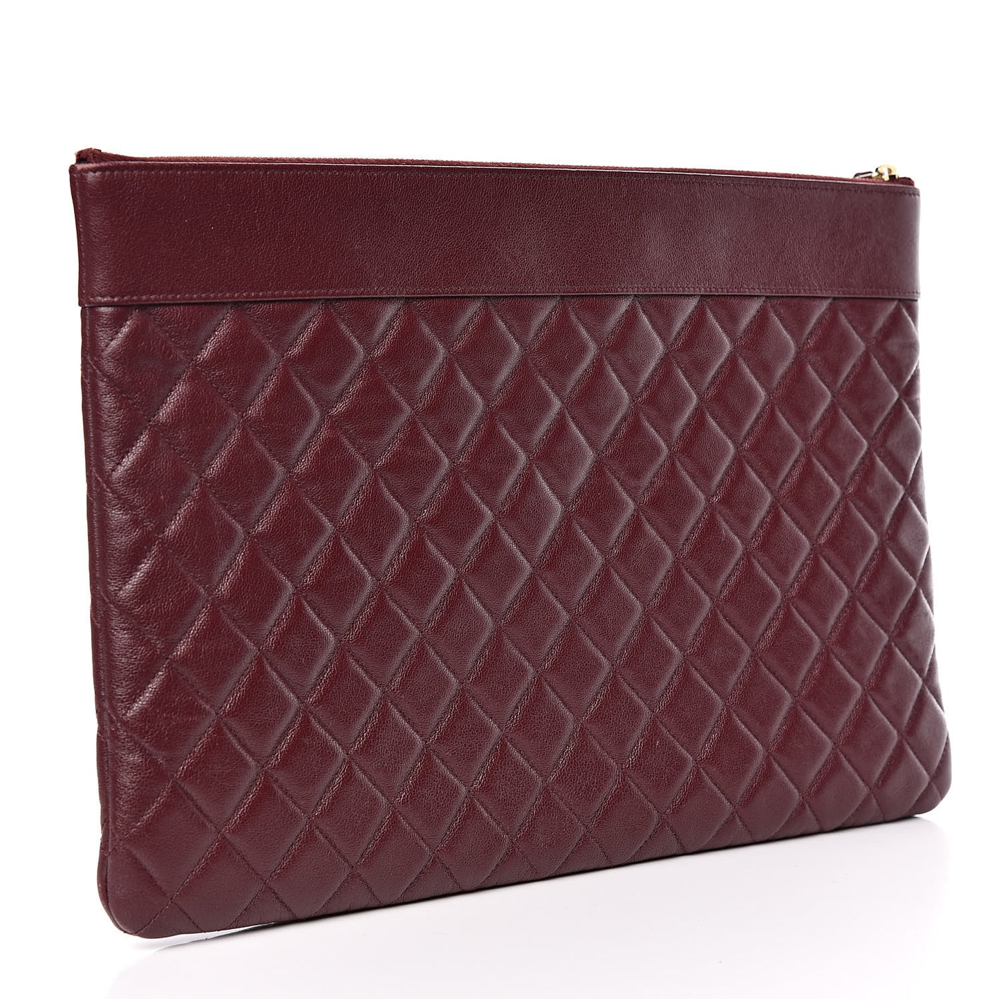 Sheepskin Quilted Large Vintage Mademoiselle Cosmetic Case Burgundy