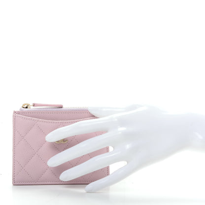 Chanel Caviar Quilted CC Zip Card Holder Light Pink 2 of 8