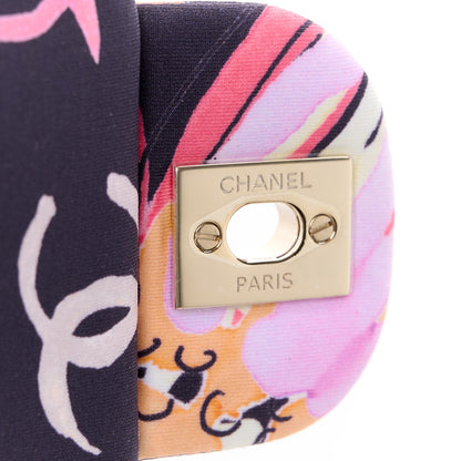 Chanel Printed Fabric Quilted Camellia Flap Black Multicolor 6 of 11