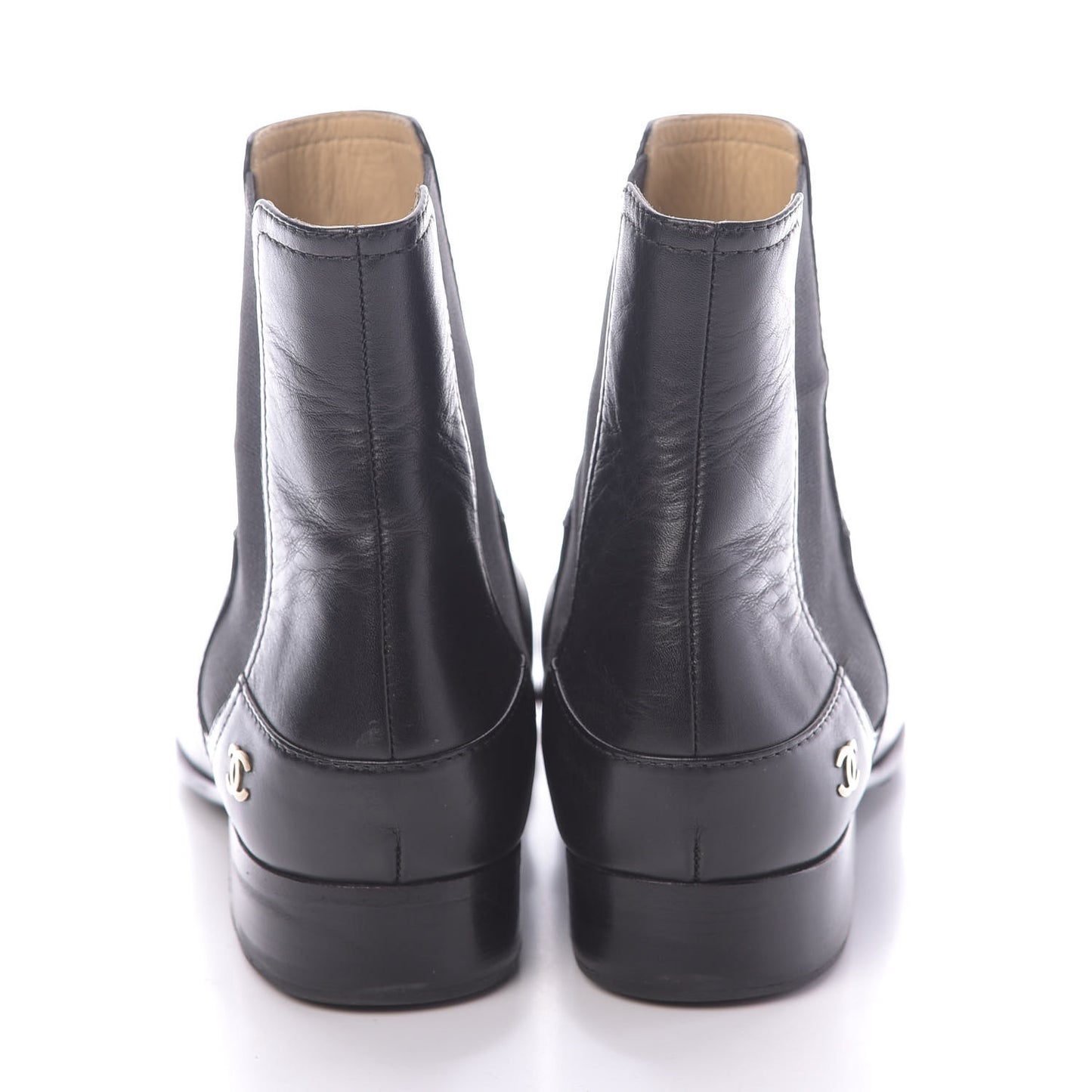 Calfskin Elastic Short Boots 39.5 Black