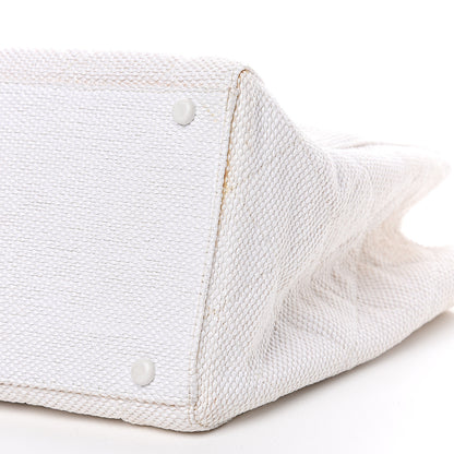 Chanel Woven Canvas Bekko Chain Tote White 10 of 11