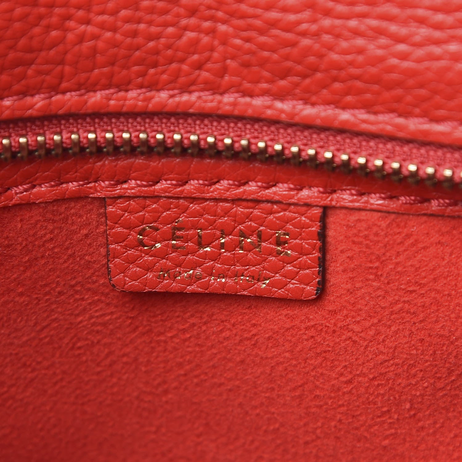 Celine Drummed Calfskin Nano Luggage Coquelicot 7 of 11