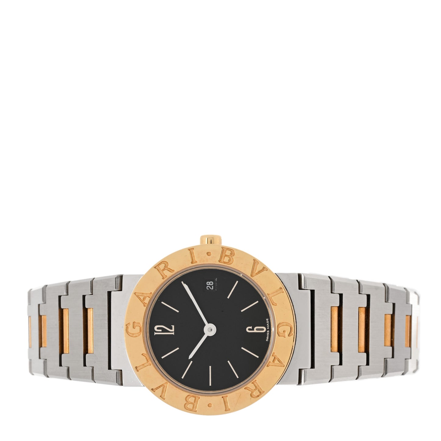 Stainless Steel 18K Yellow Gold 26mm Quartz Watch Black