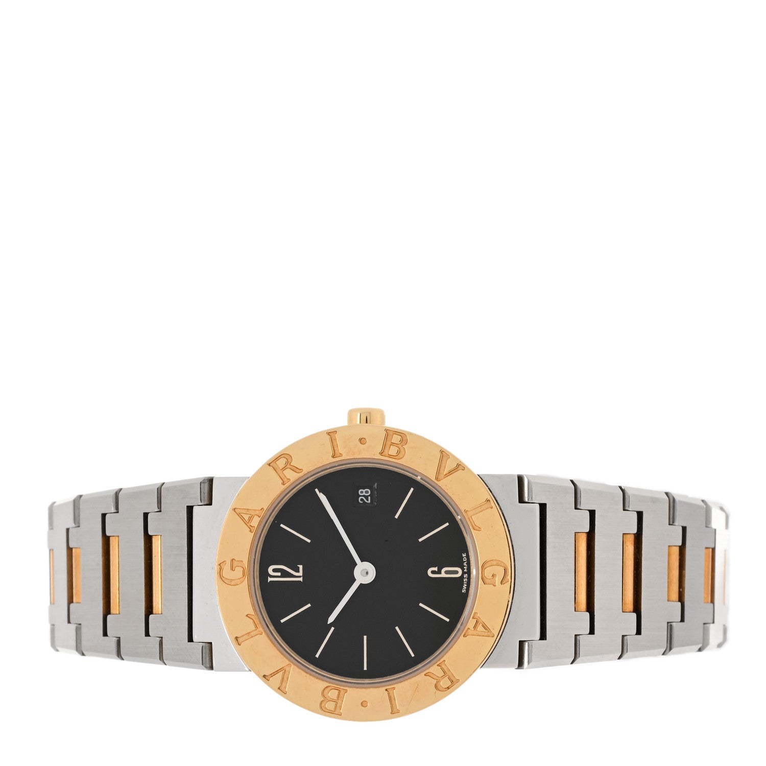 Bulgari Stainless Steel 18K Yellow Gold 26mm Quartz Watch Black 2 of 4