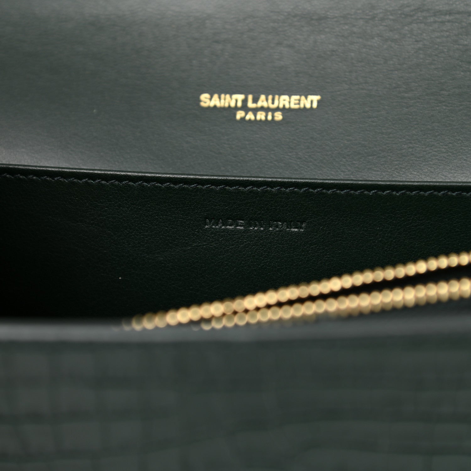 Saint Laurent Calfskin Crocodile Embossed Monogram Mini Uptown Crossbody Dark Mint 7 of 10