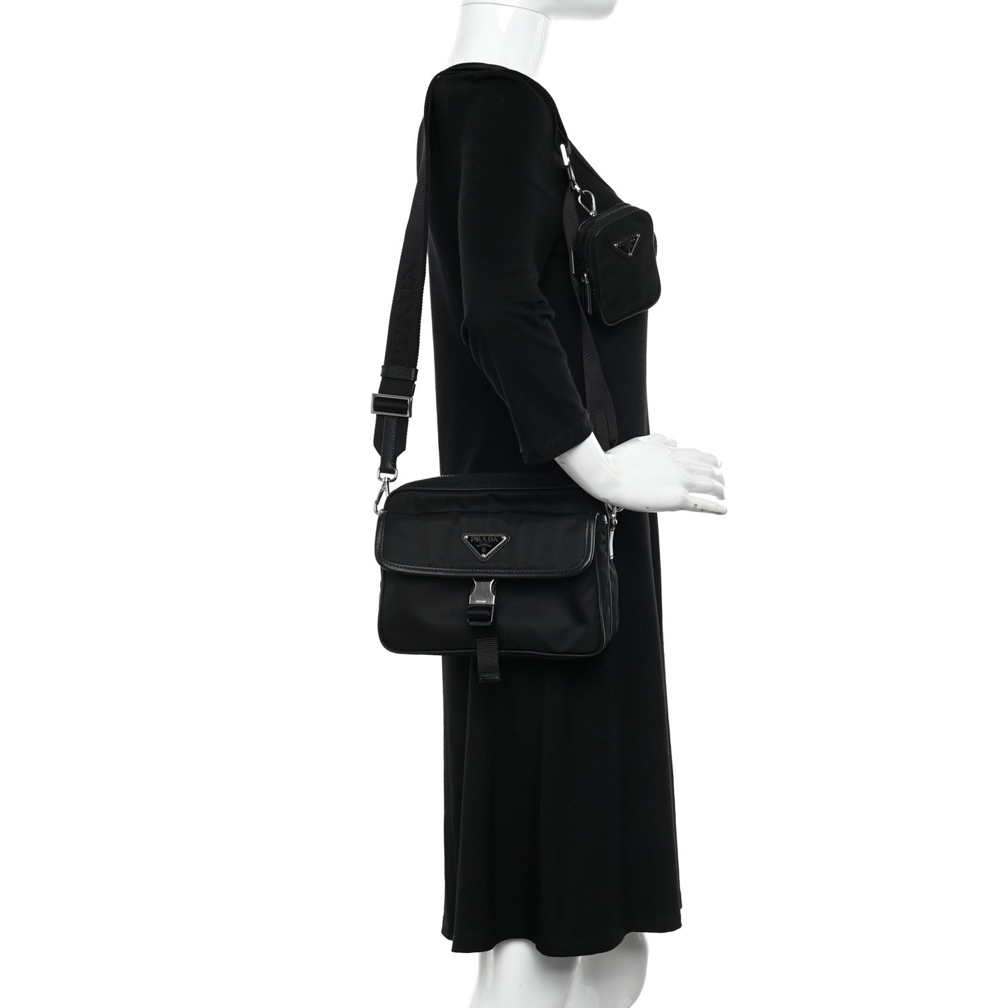 Re-Nylon Saffiano Shoulder Bag Black