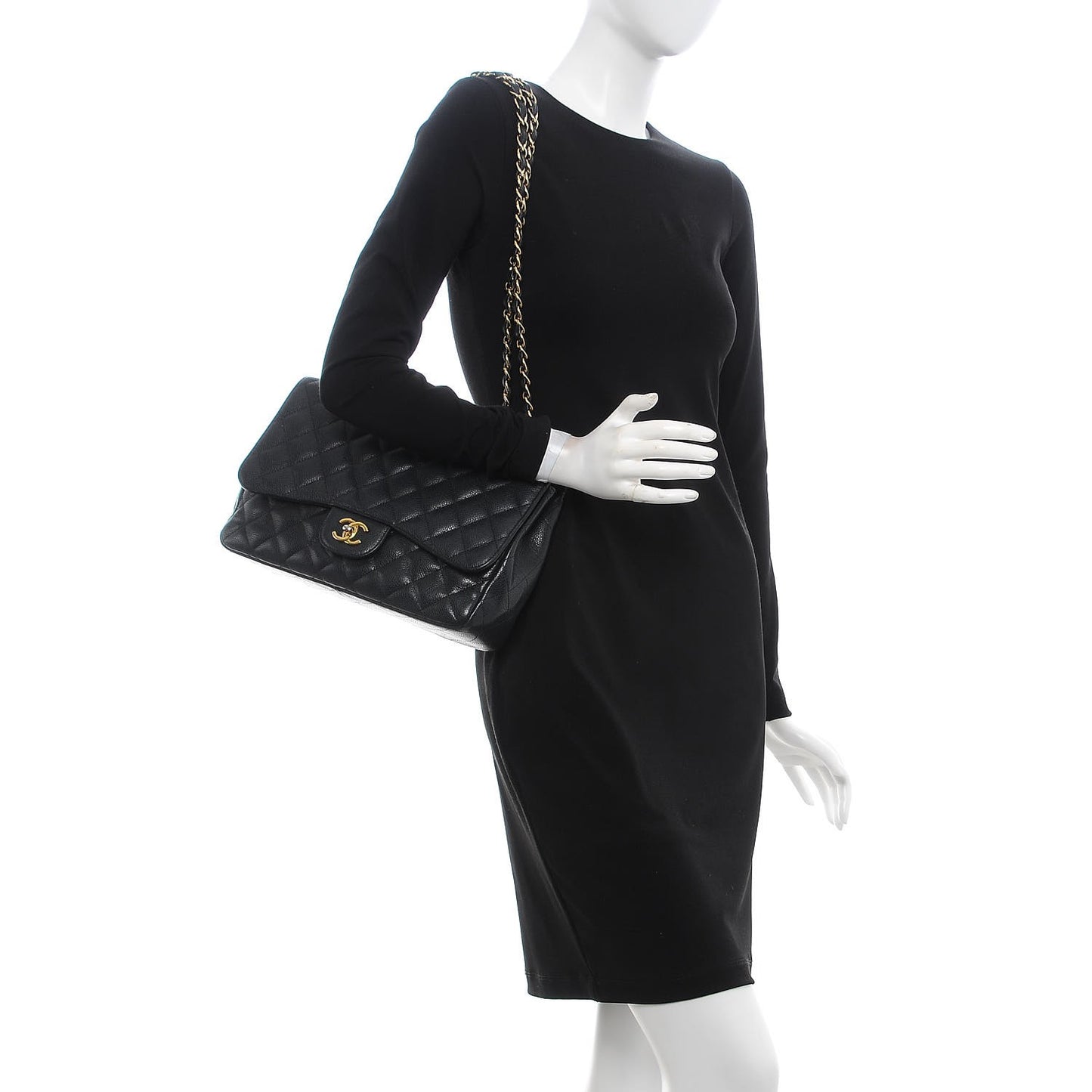 Caviar Quilted Jumbo Single Flap Black