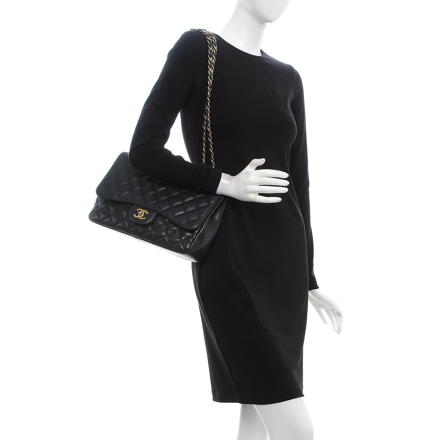 Chanel Caviar Quilted Jumbo Single Flap Black 2 of 8