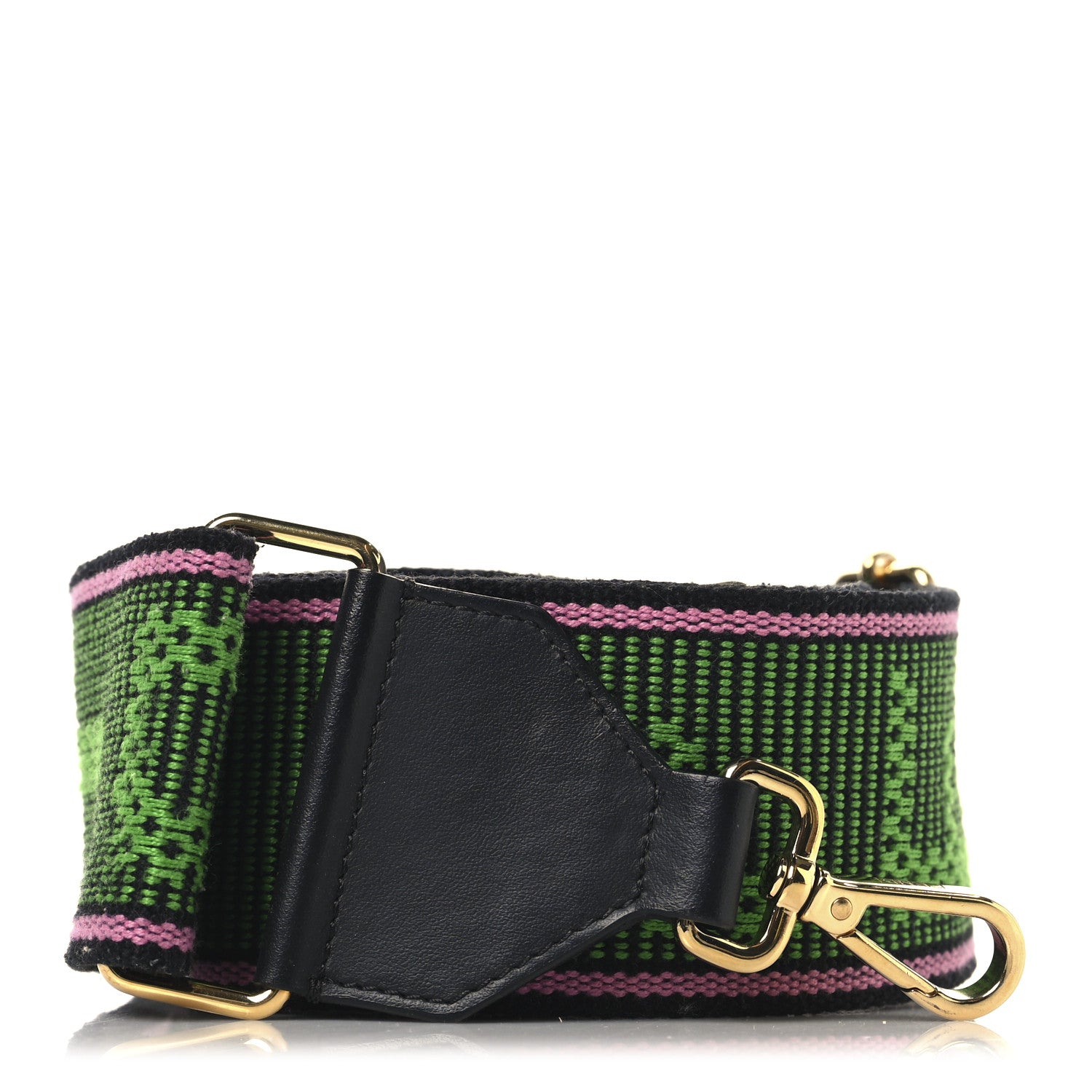 Fendi Cannete Ribbon Poly Vitello Century Logo Adjustable Strap You Rosa Antico Verde Black 1 of 5