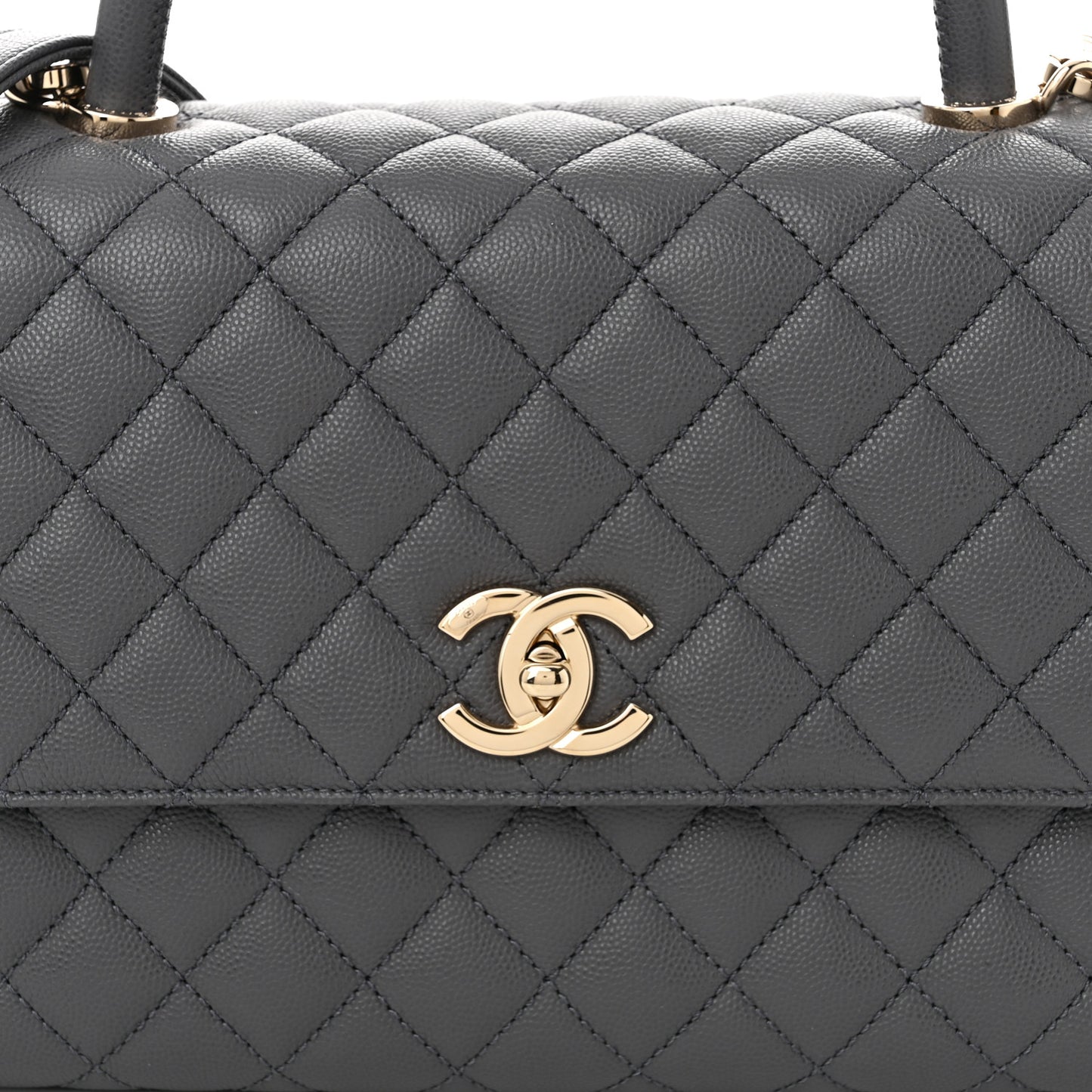 Caviar Quilted Small Coco Handle Flap Dark Grey