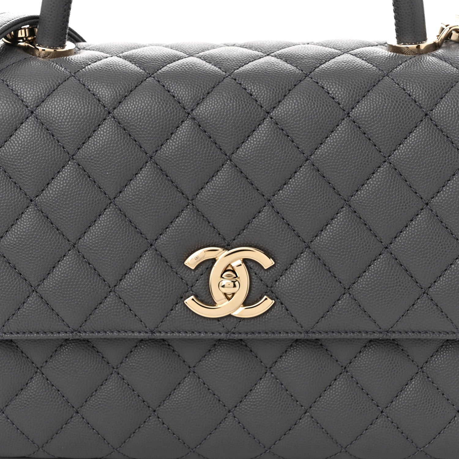 Chanel Caviar Quilted Small Coco Handle Flap Dark Grey 8 of 11