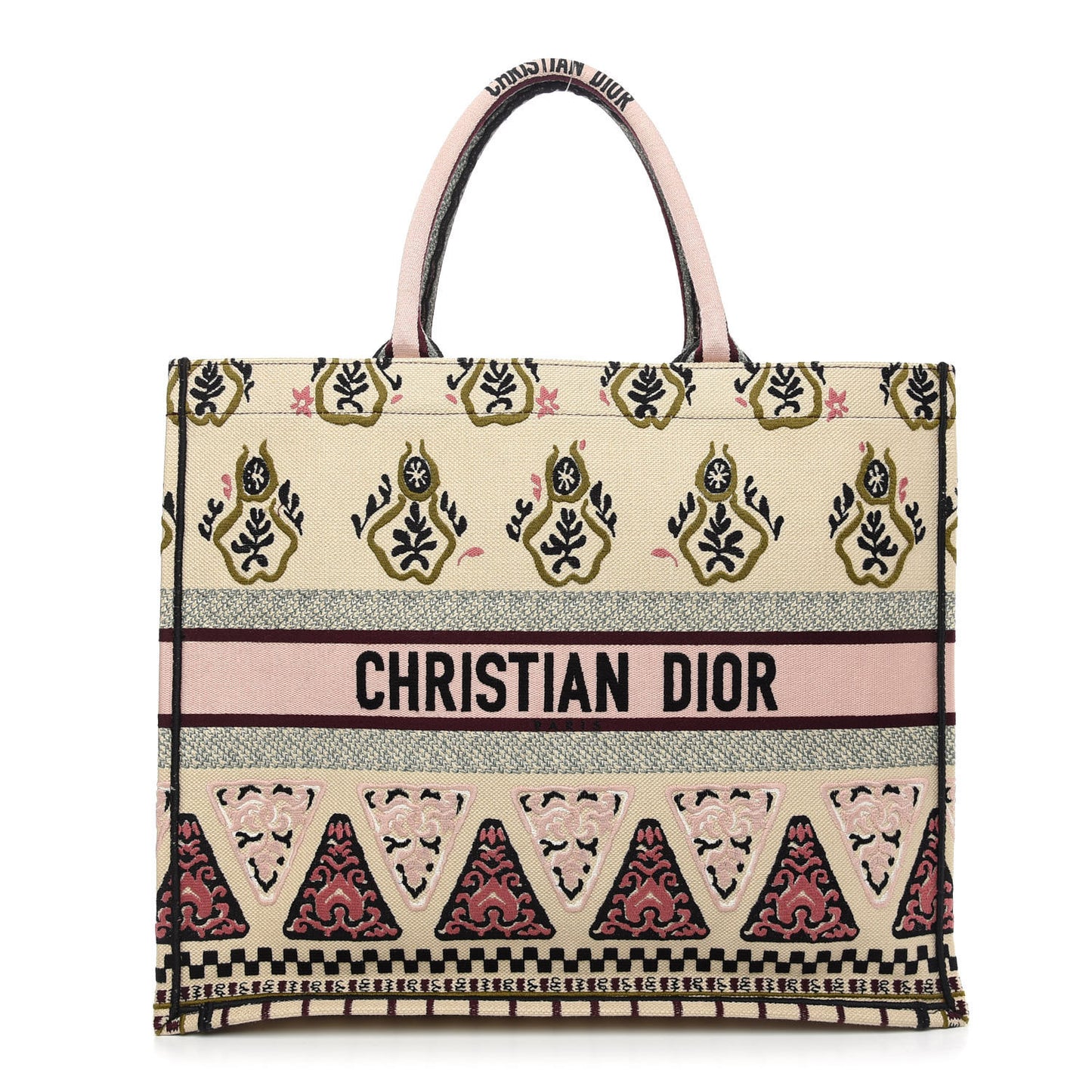 Canvas Embroidered Geometric Book Tote Multicolor