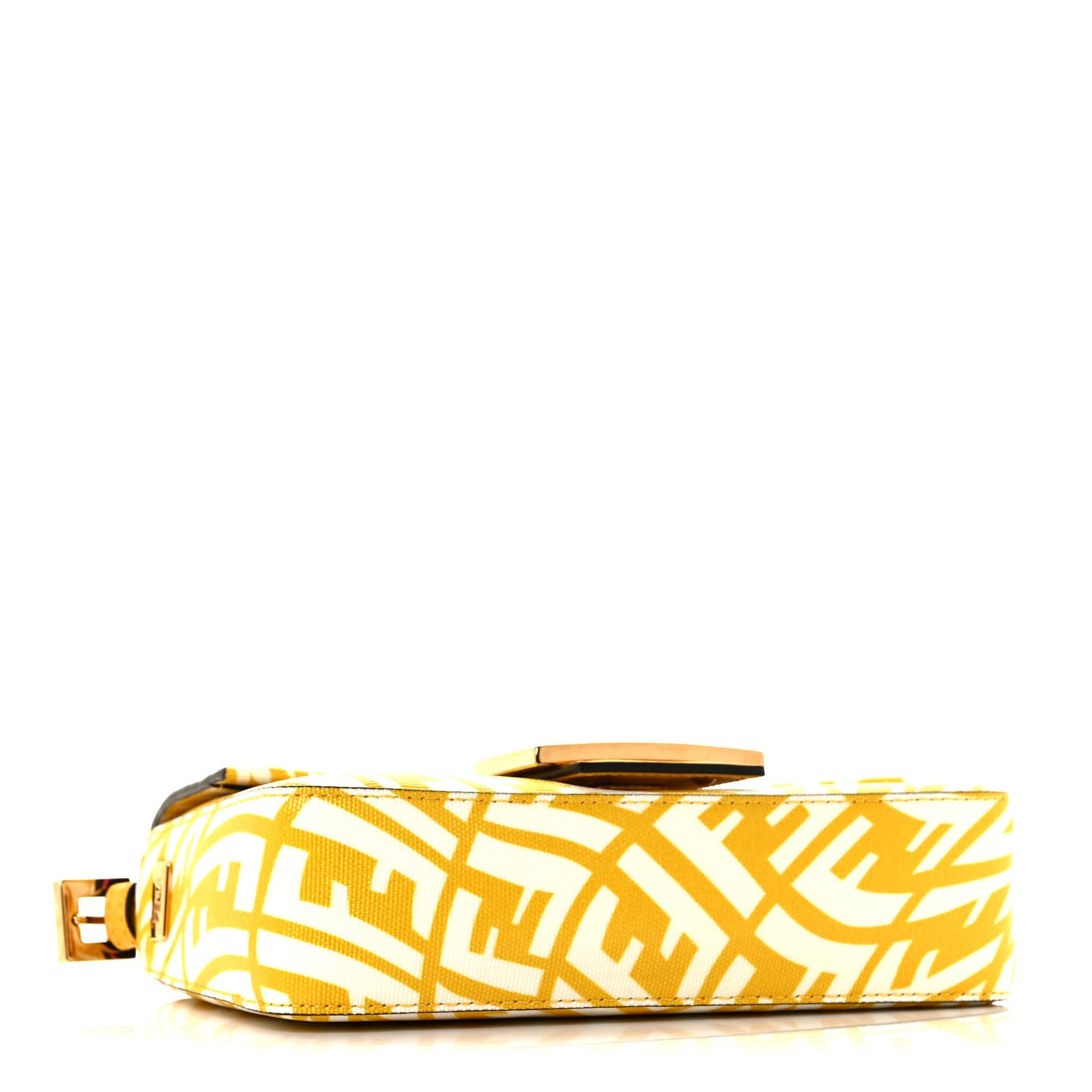 Fendi X SARAH COLEMAN Glazed Canvas Vitello King FF Vertigo Mini Baguette 1997 Mimosa White 4 of 8