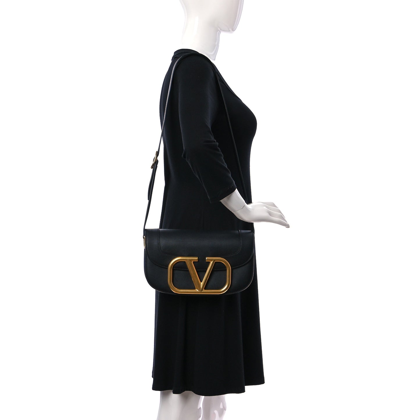 Smooth Calfskin Supervee Shoulder Bag Black