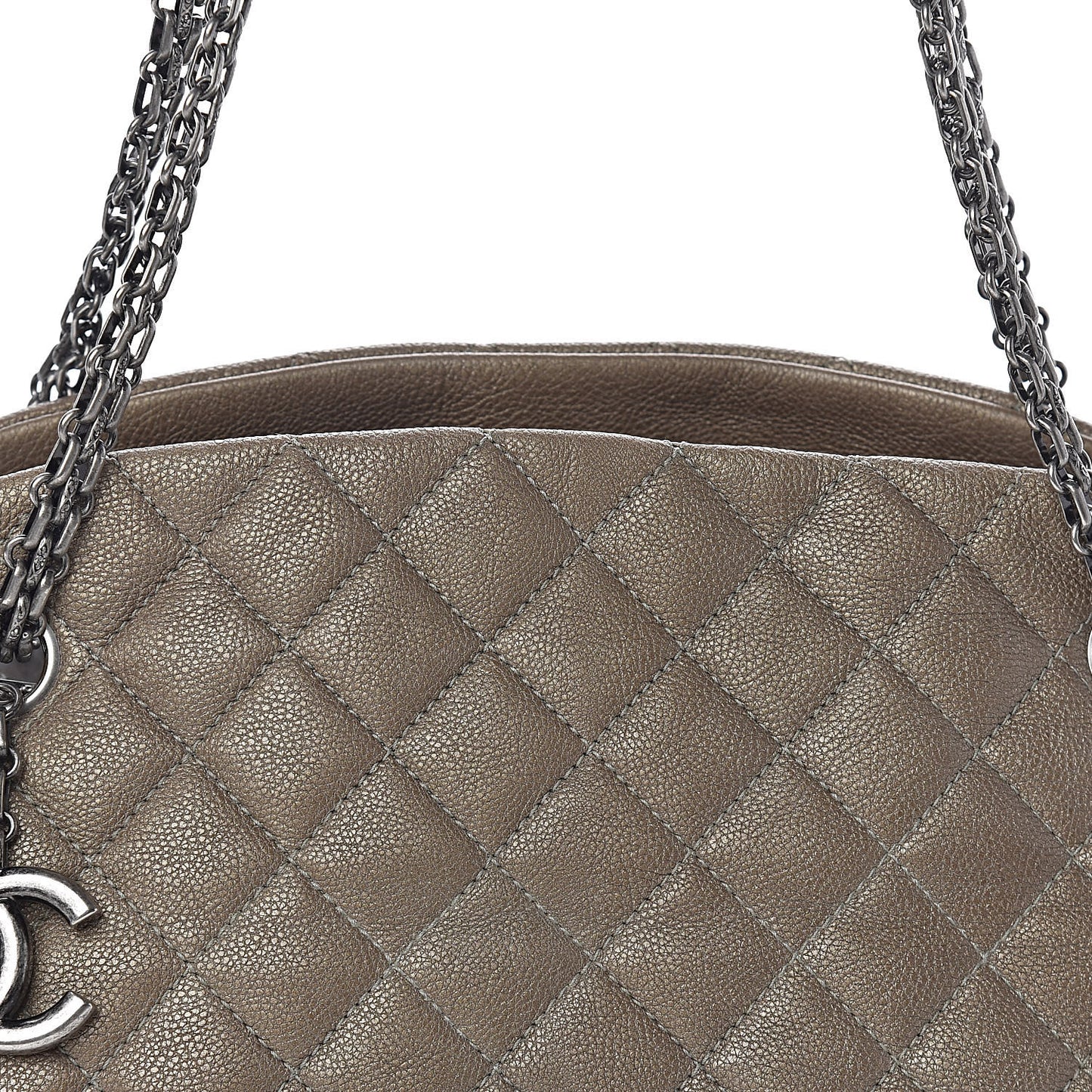 Metallic Caviar Quilted Medium Just Mademoiselle Beige