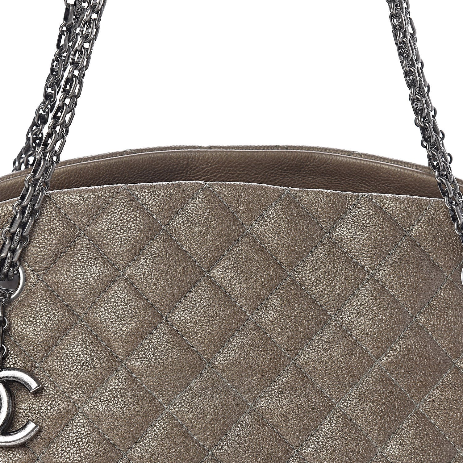 Chanel Metallic Caviar Quilted Medium Just Mademoiselle Beige 10 of 10