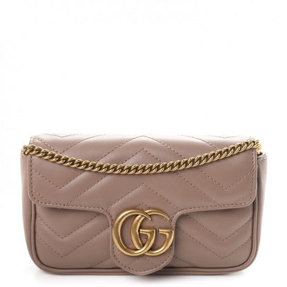Gucci Calfskin Matelasse Super Mini GG Marmont Shoulder Bag Porcelain Rose 1 of 10