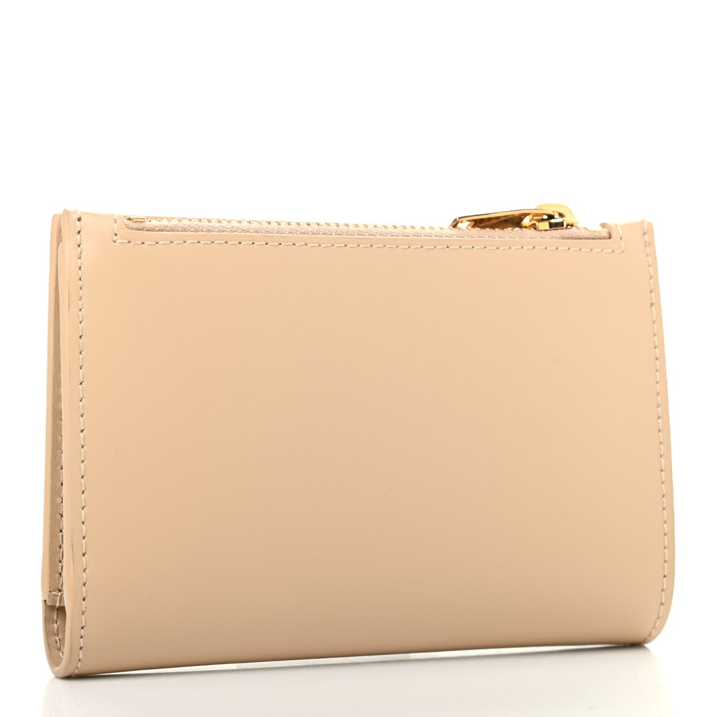 Calfskin Monogram Bi-Fold Zipped Wallet Nude Powder