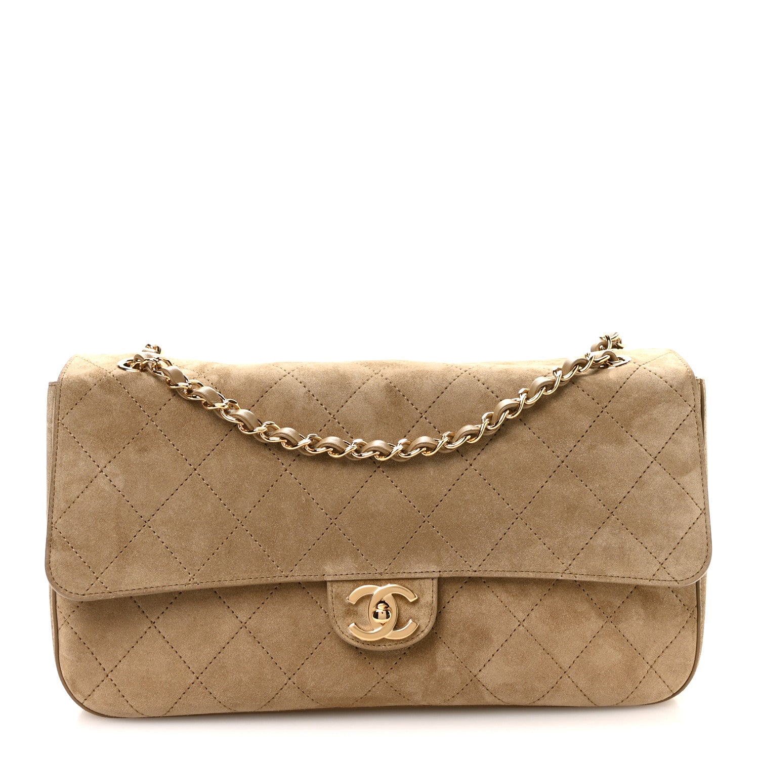 Chanel Suede Calfskin Small Souplissimo Maxi Flap Dark Beige 1 of 11