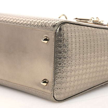 Christian Dior Metallic Patent Micro-Cannage Medium Lady Dior Champagne 10 of 14