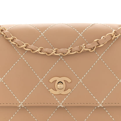 Chanel Calfskin Quilted Medium Wild Stitch Flap Beige 8 of 14