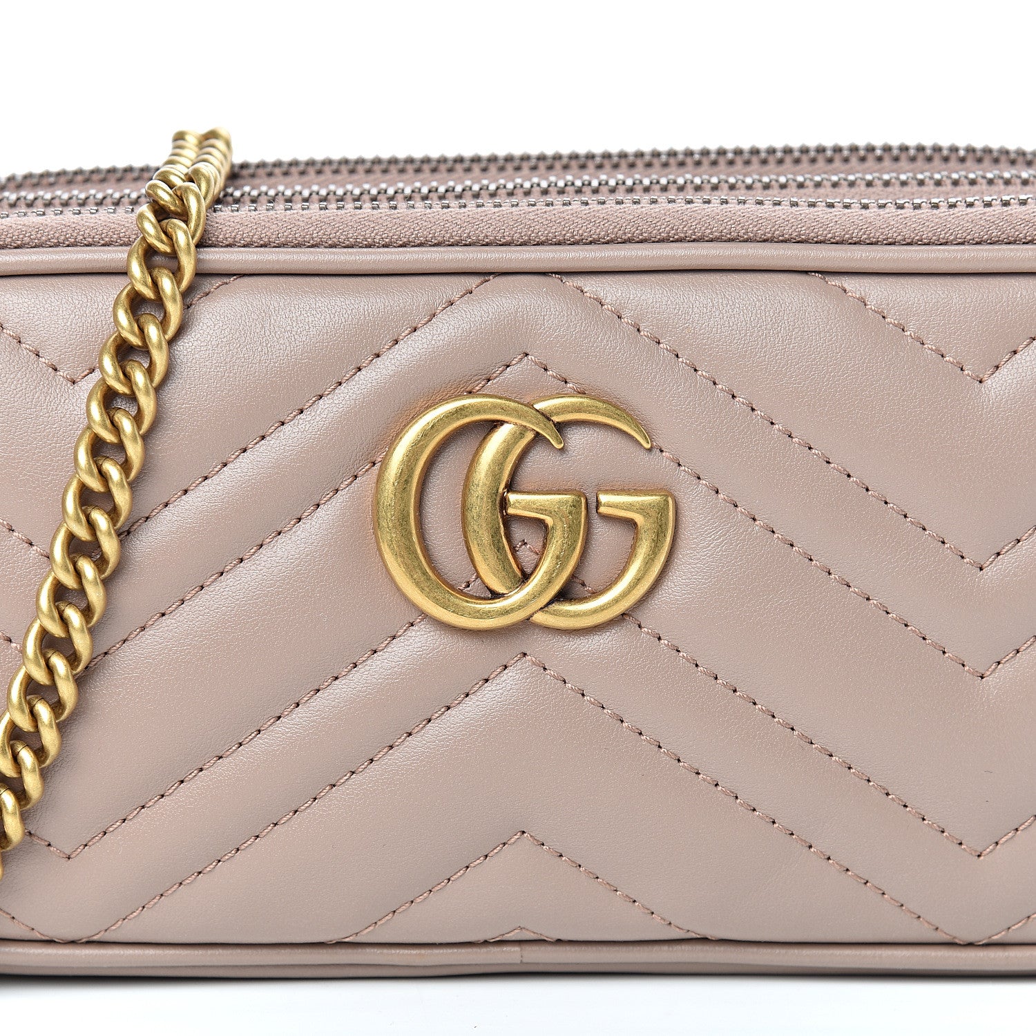 Gucci Calfskin Matelasse Mini GG Marmont Chain Crossbody Bag Porcelain Rose 10 of 13