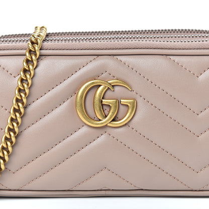 Gucci Calfskin Matelasse Mini GG Marmont Chain Crossbody Bag Porcelain Rose 10 of 13