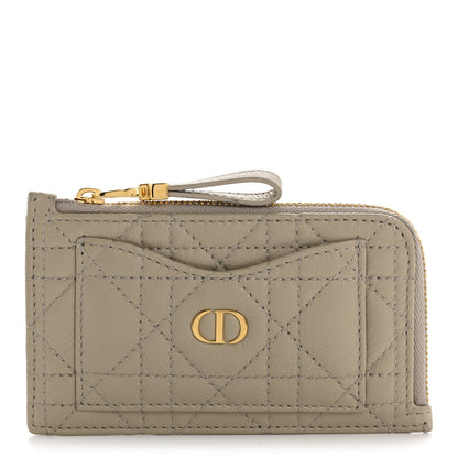 Christian Dior Supple Calfskin Cannage Caro Cosmos Zipped Card Holder Sand 1 of 16