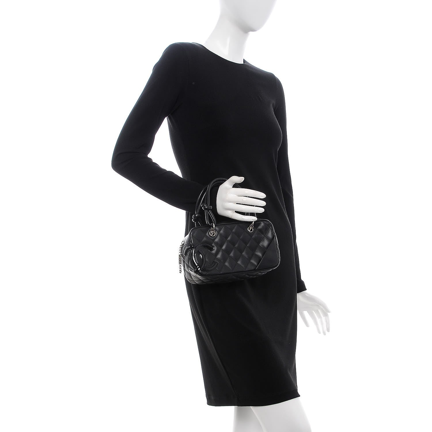 Chanel Calfskin Quilted Small Cambon Bowler Black 2 of 10