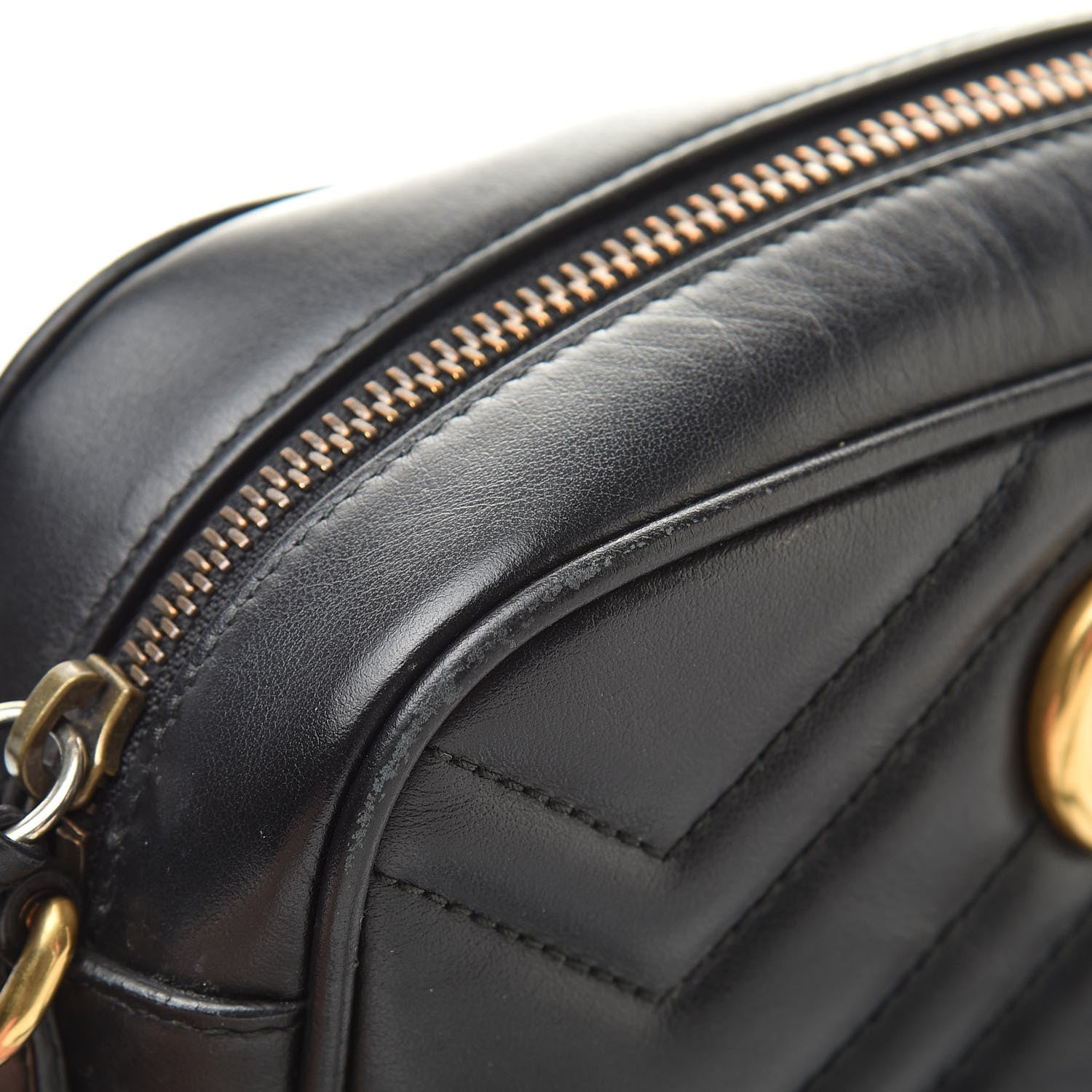 Gucci Calfskin Matelasse Mini GG Marmont Chain Shoulder Bag Black 15 of 16