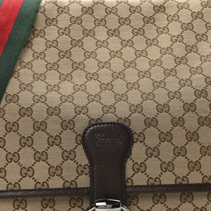 Gucci Monogram Web Single Buckle Flap Messenger Bag Beige Dark Brown 8 of 10