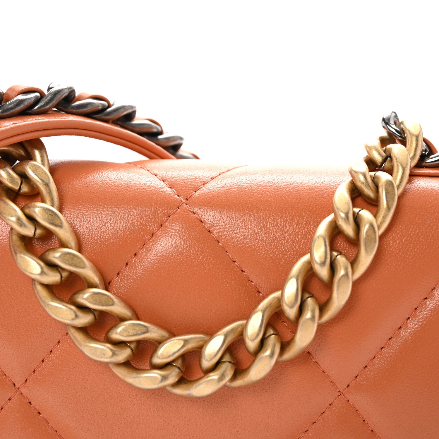 Chanel Lambskin Quilted Chanel 19 Wallet On Chain WOC Orange