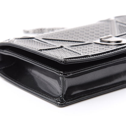 Christian Dior Metallic Patent Micro-Cannage Diorama Wallet on Chain Pouch Onyx Black 7 of 10